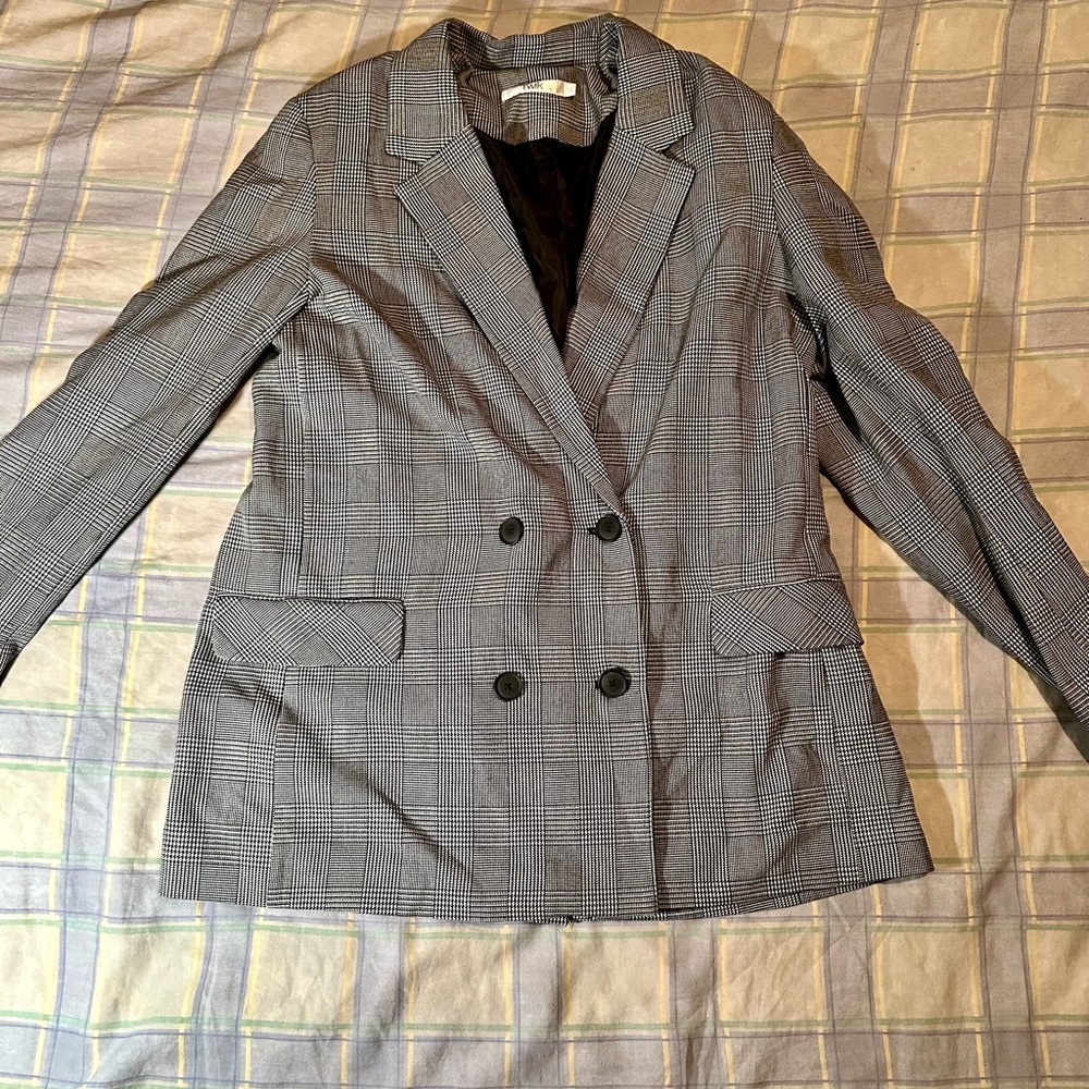 Gray Double-Breasted Blazer Suit Jacket